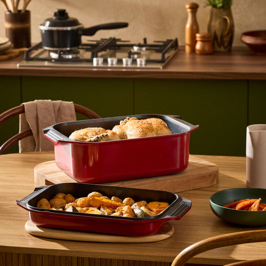 Bessemer Red Non Stick Roaster & Grill 34cm