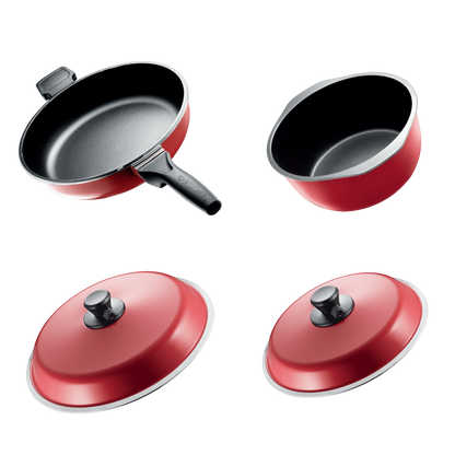 Bessemer Red 4 Piece Assorted Cookware Set